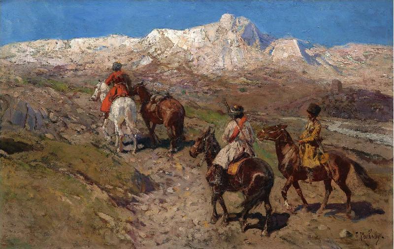 Franz Roubaud Cossacks Norge oil painting art